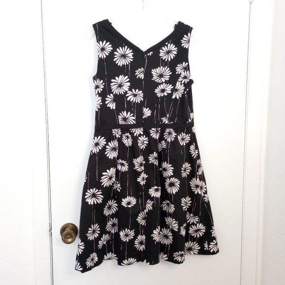 Talbots Black & White Daisy Print Fit and Flare Dress - Picture 6 of 10